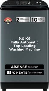 Acer 9 kg Fully Automatic Top Load Washing Machine with In-built Heater ...