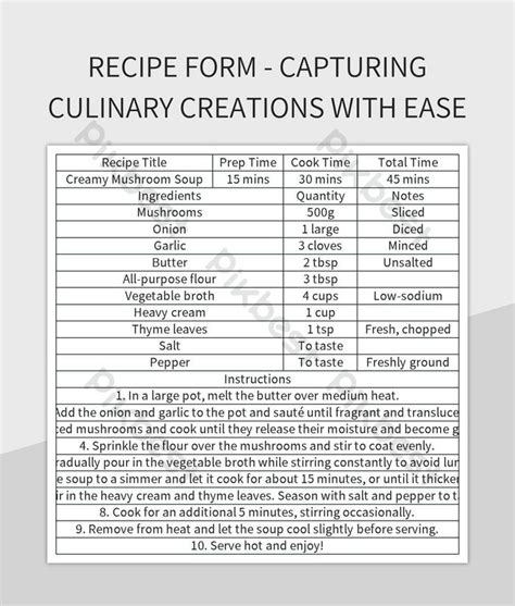 Image result for Action Form Recipe Example