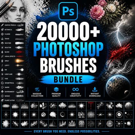 20000+ Photoshop Brushes Bundle | Pro Digital Painting, Watercolor, Ink ...
