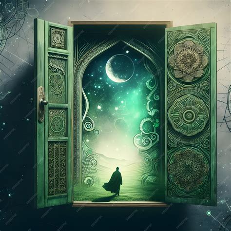 Premium AI Image | Climate Change Portal Sufi Muslim Woman and the Transition Through an Old ...