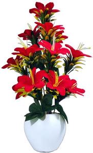 sunever Red Lily Bonsai Wild Artifificial Flower Plant for Home Decor ...