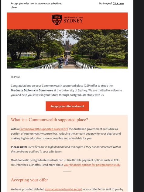 The University of Sydney Scholarship offer of a Commonwealth Supported ...