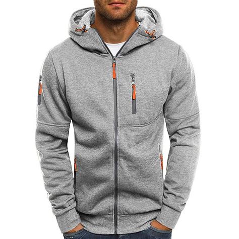 Men's Hoodie Zip Hoodie Sweatshirt Sweat Jacket Tactical Navy Wine Red ...