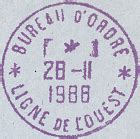 Timbre à date avec mention : BUREAU D'ORDRE LIGNE DE L'OUEST