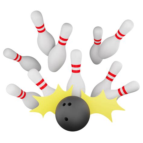 Bowling ball hit bowling pins clipart flat design icon isolated on ...