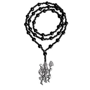 RICH AND FAMOUS Pawan Putra Hanuman Pendant with Black Glass Beads Mala ...