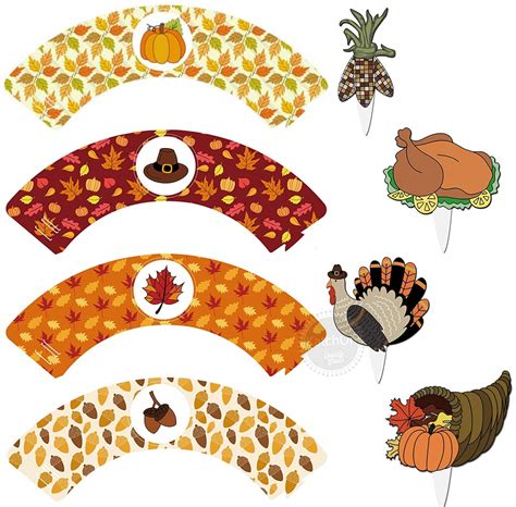 Thanksgiving Cake Topper and Wrapper for Thanksgiving Decorations ...
