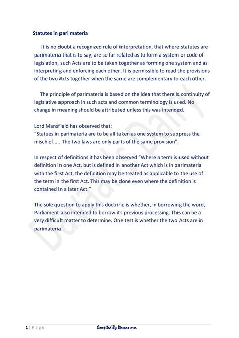 Statutes in pari materia - 1 | P a g e Compiled By Davaar msa Statutes ...