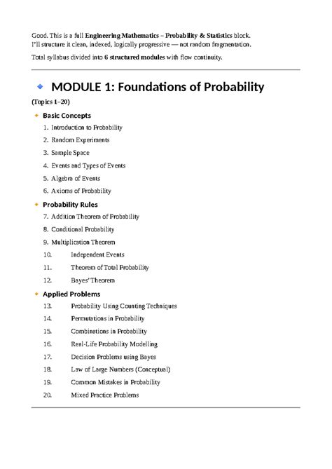 Engineering Mathematics: Probability & Statistics Overview (ENG101 ...