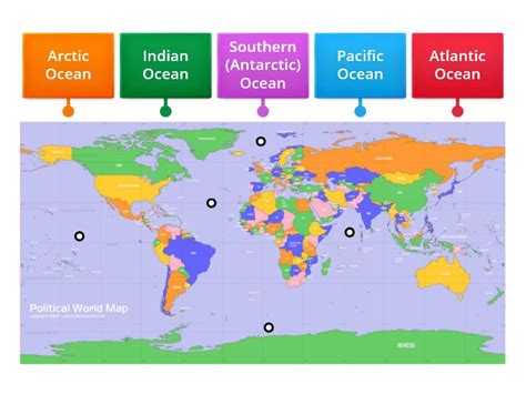 World Map of Oceans - Labelled diagram