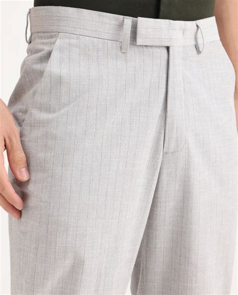 Buy Zimba - Grey Straight Fit Striped Print Trouser| Rare Rabbit