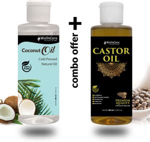 wellncare 100% Pure & Natural cold pressed Coconut & Castor oil Combo ...