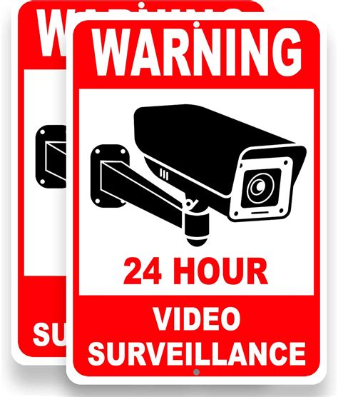 2 PC Video Surveillance Sign - 10x7 Aluminum Smile Your on Camera Signs ...