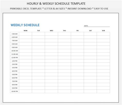Image result for Weekly Time Schedule Template Excel