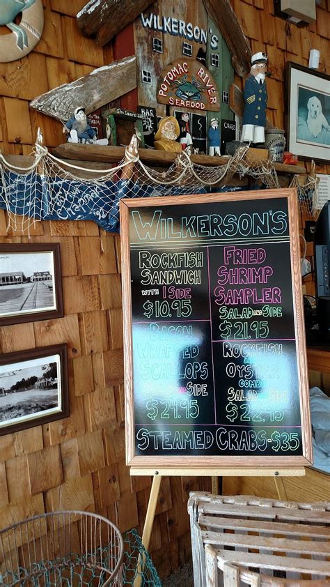 Menu at Wilkerson's Seafood Restaurant, Colonial Beach