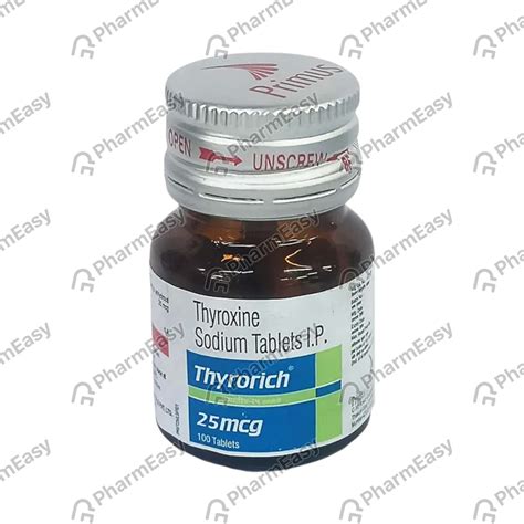 Thyrorich 25 MCG Tablet (100): Uses, Side Effects, Price & Dosage ...