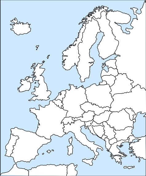 Europe Outline Map - Printable, Labeled, and Unlabeled