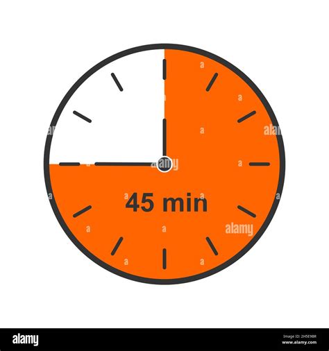Clock icon with 45 minutes time interval. Countdown timer or stopwatch ...