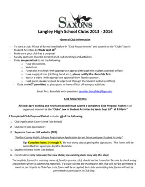 Fillable Online fcps Club bApplicationb Packet - Fairfax County Public ...