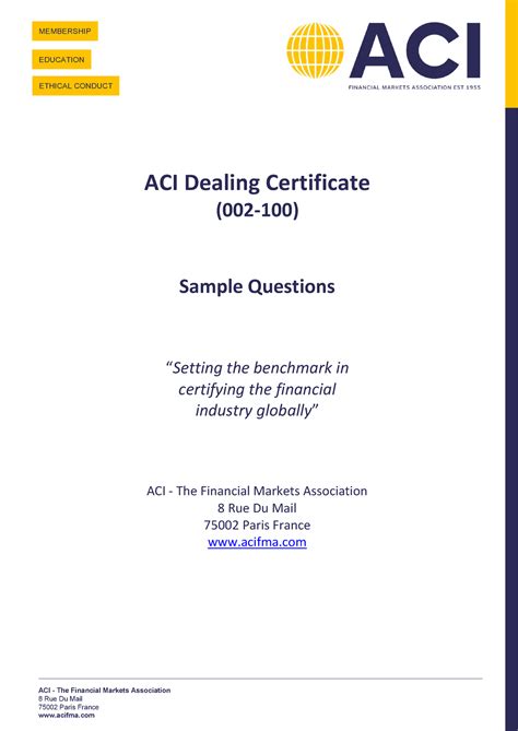 Sample questions - aci dealing certificate march 2019 - Warning: TT ...