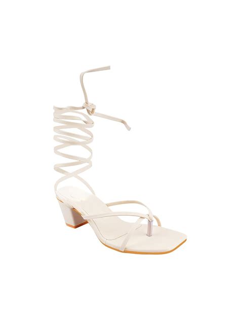 Buy GLEMATOZ Women’s Cream Block Heel Stylish Tie-Up | Open Toe Heel ...