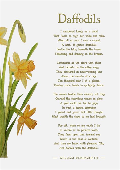 William Wordsworth Daffodils Poem Art Print - Etsy