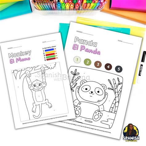 Learn Spanish Animal Coloring Pages Color by Number Printable Spanish ...