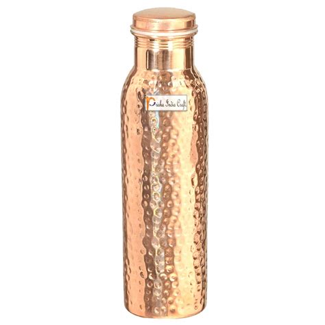 Buy Prisha India Craft Pure Copper Water Bottle, Hammered Design 900 ML ...