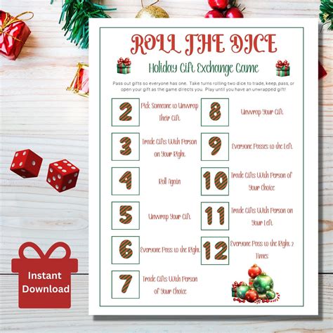 Christmas gift exchange dice game roll the dice holiday gift exchange ...
