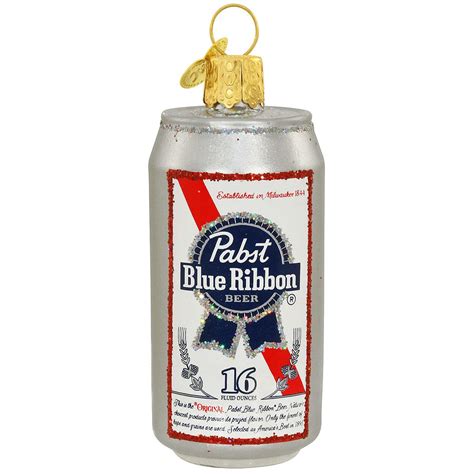 Pabst Blue Ribbon Beer Can 2.8 Inch Glass Ornament
