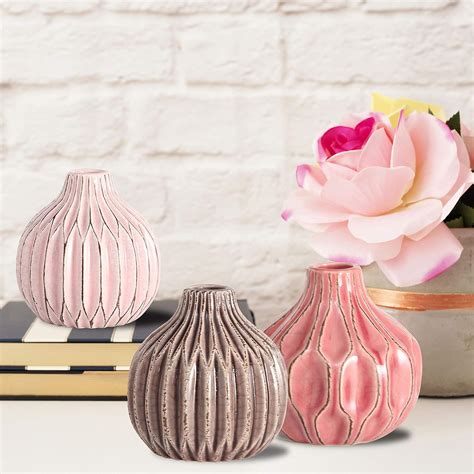 Buy Iconic Scandi Baby Vases, Set of 3, Fluted, Pink, Mauve and Dusty ...