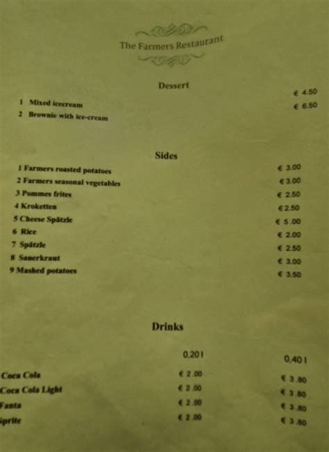 Speisekarte von The Farmers Restaurant, Langwieden