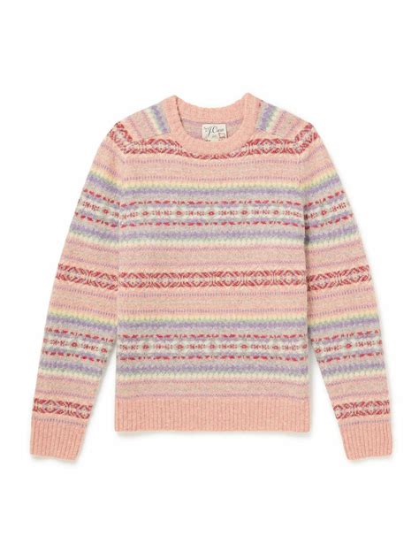J.Crew - Fair Isle Brushed Wool Sweater - Pink J.Crew