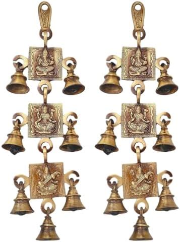 Two Moustaches Om Shubh Labh Design Brass Hanging Bells, 12 Inches ...