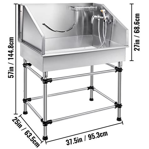 VEVOR Dog Grooming Tub 38 Inch Stainless Steel Professional Pet Bathing ...