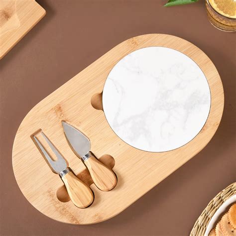 Wooden Cheese Platter Set With Marble Board And Cheese Cutlery Online ...
