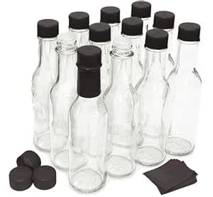 Case of 12, Black Caps & Shrink Bands : Hot Sauce Bottles with Black ...