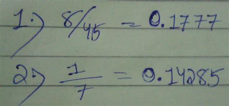 Express each of the following rational number in decimal form (1) 8/45 ...