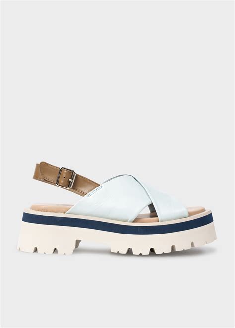 Women's Light Blue 'Logan' Leather Platform Sandals