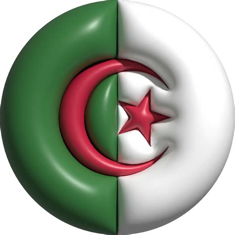 Algérie drapeau cercle 3d. 22501801 PNG