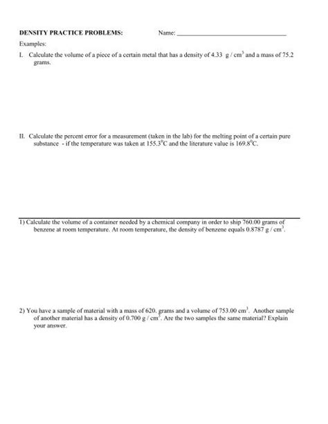 Image result for Density Practice Problems