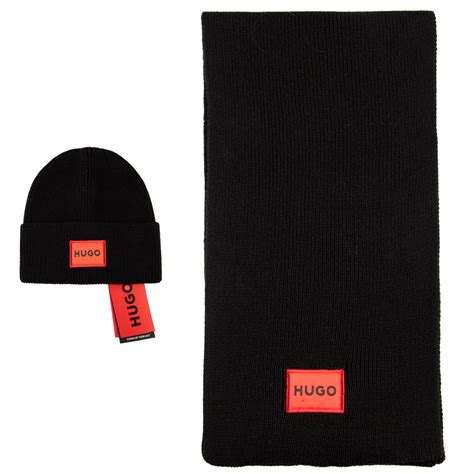 Hugo Boss erkek atki bere takimi Kirmizi Logo Detayli Siyah