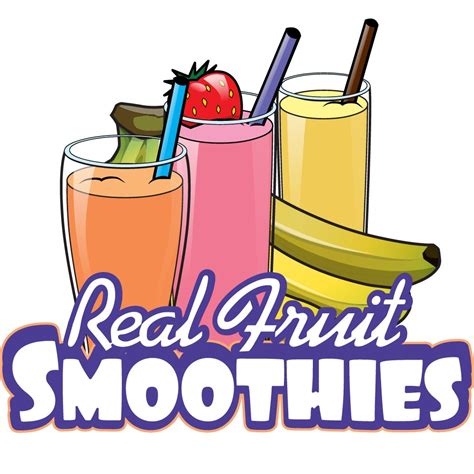 Real Fruit Smoothies 12" Concession Decal Sign cart Trailer Stand ...
