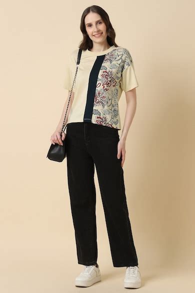 Buy Women Beige Printed Casual T-shirt Online - 39947045 | Allen Solly