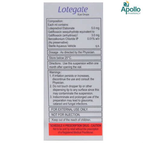 Lotegate Eye Drops 5 ml Price, Uses, Side Effects, Composition - Apollo ...