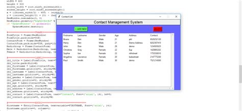 Contact List in Python 的图像结果