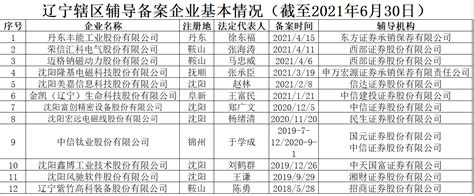 辽宁辖区截至2021年6月底，共有12家公司处于辅导阶段_情况表