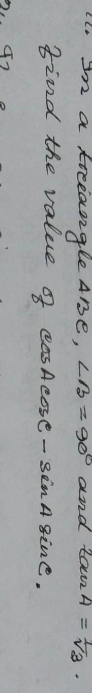 In a . triangle Abc, B z goº and Zan A = ta find the value of Cos A ...