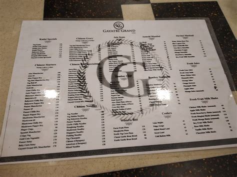 Menu at Gayathri Grand (Pure-veg), Bengaluru