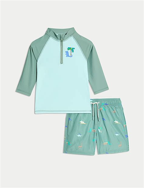 Buy 2pc Dinosaur 3/4 Sleeve Swim Set (2-8 Yrs) at Marks & Spencer